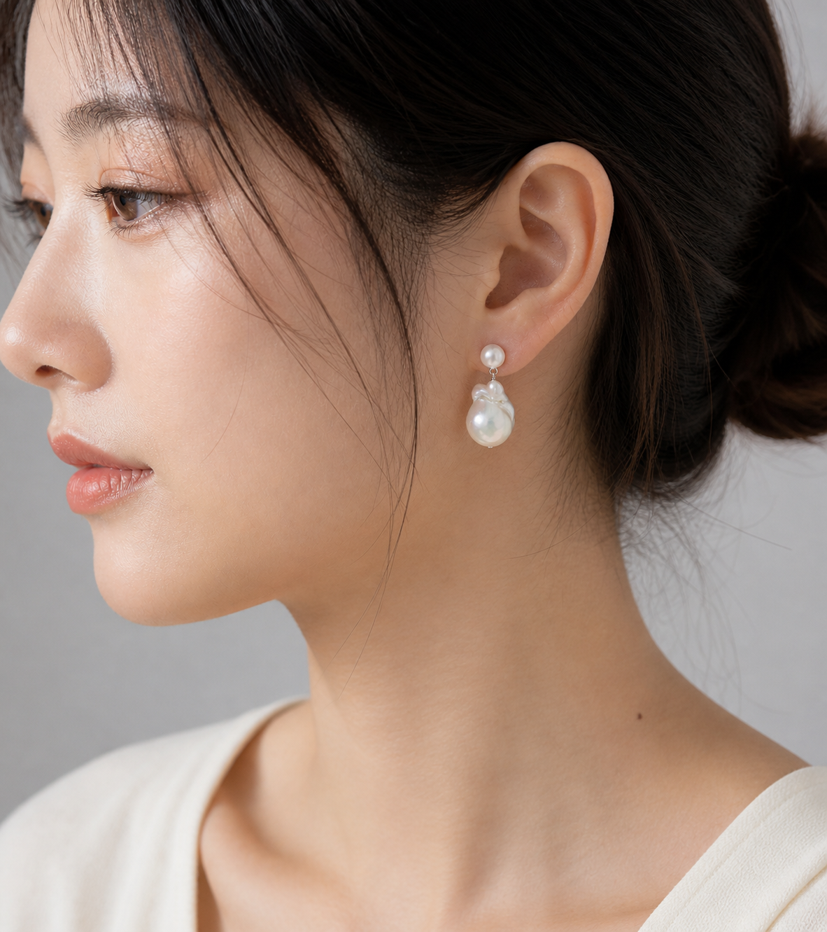 Handcrafted Freshwater Double-Drop Baroque Earrings in Sterling Silver