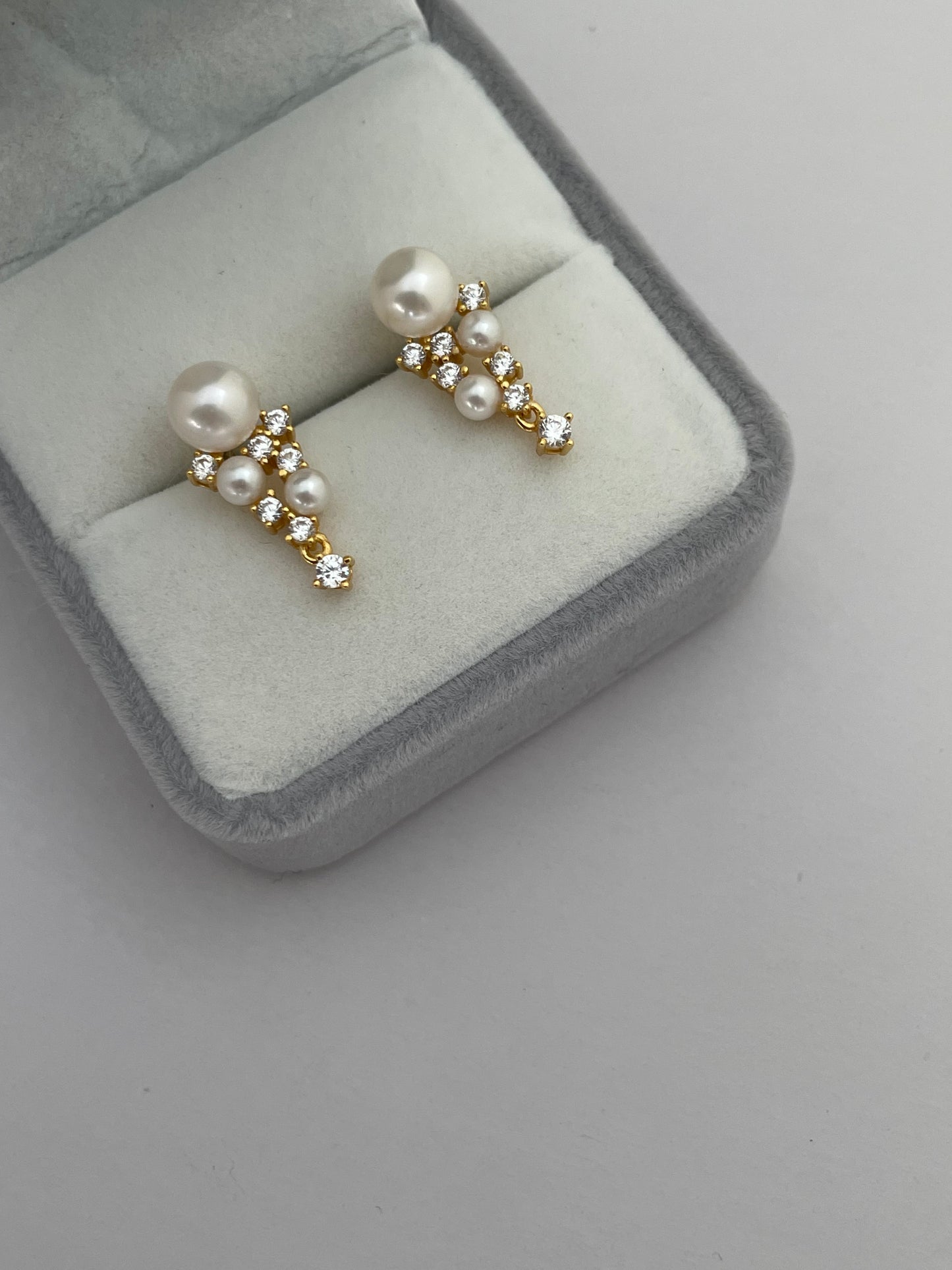 Golden Grape Pearl Drop Earrings
