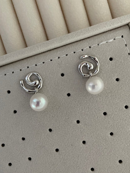 Swirl Elegance Pearl Earrings