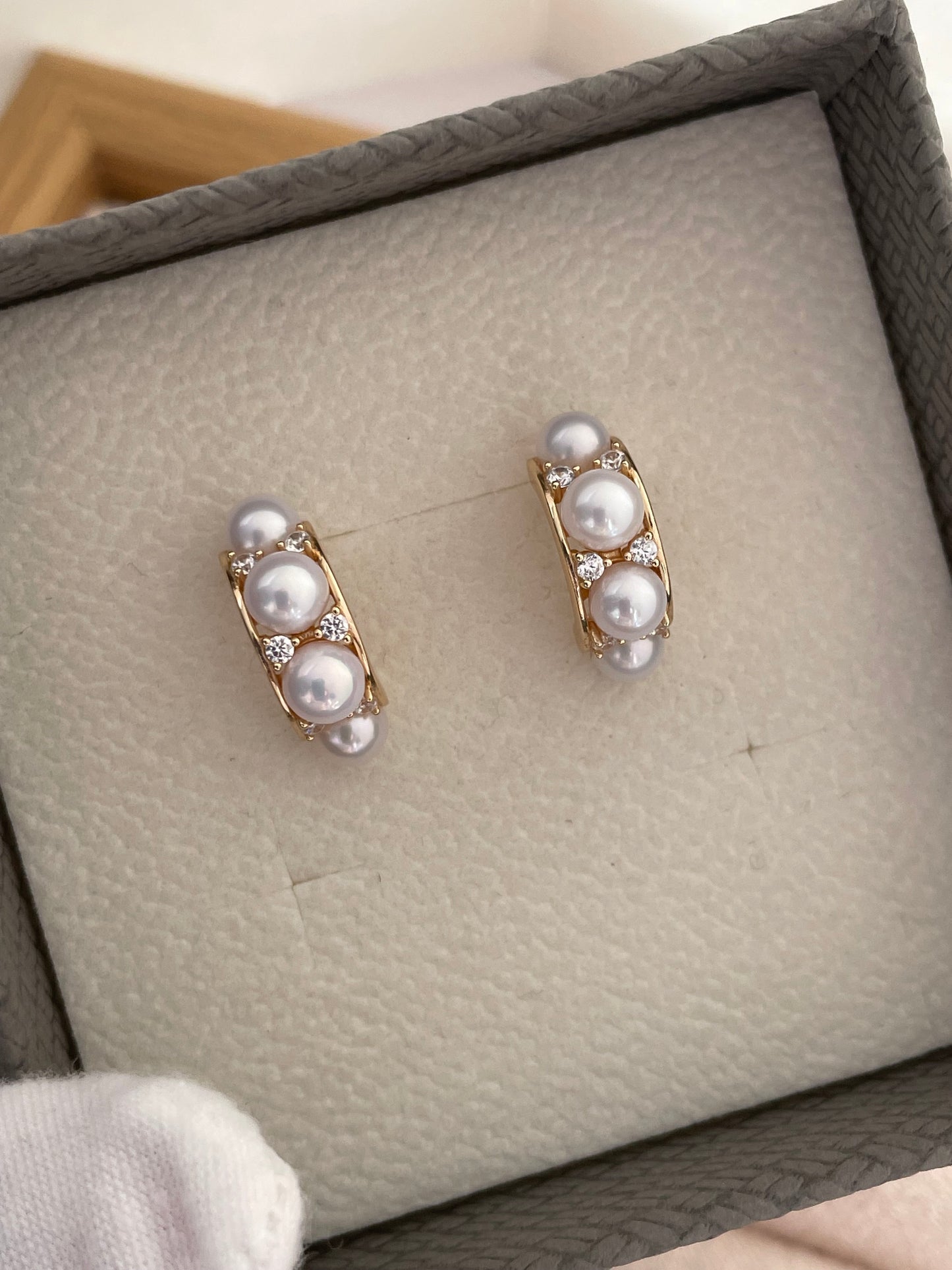 Golden Orbit Pearl Studs
