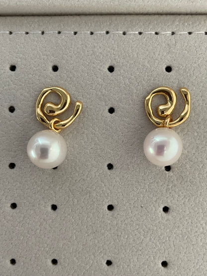 Swirl Elegance Pearl Earrings