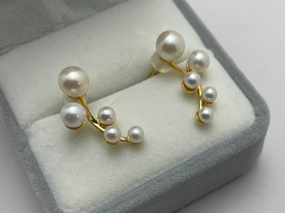Pearl Bloom Ear Climber Earrings