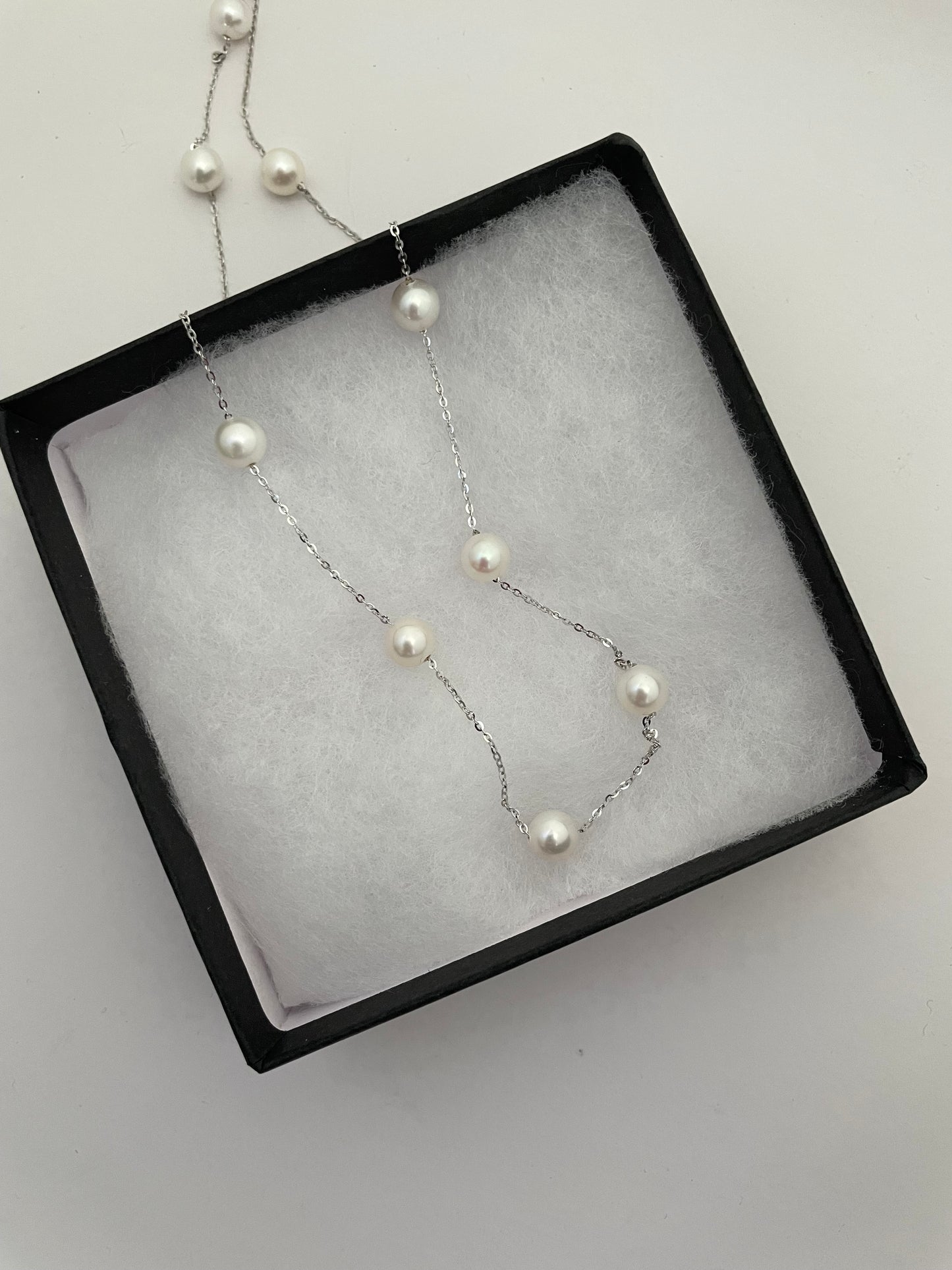 Freshwater Pearl Tincup Necklace in Sterling Silver