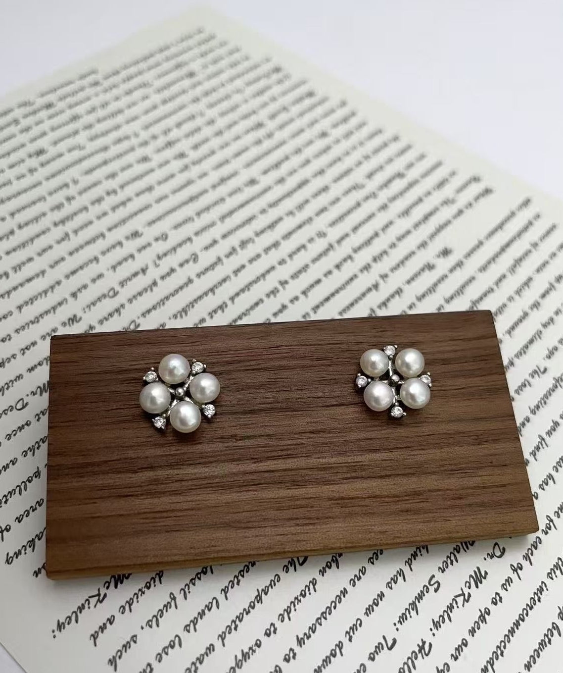 Four-Leaf Clover Genuine Freshwater Pearl Earrings in Sterling Silver