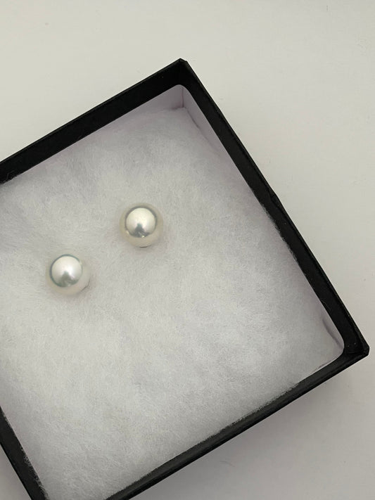 Mirror Luster Classic Cultured Freshwater Pearl 12-13mm Stud Earrings in 925 Silver
