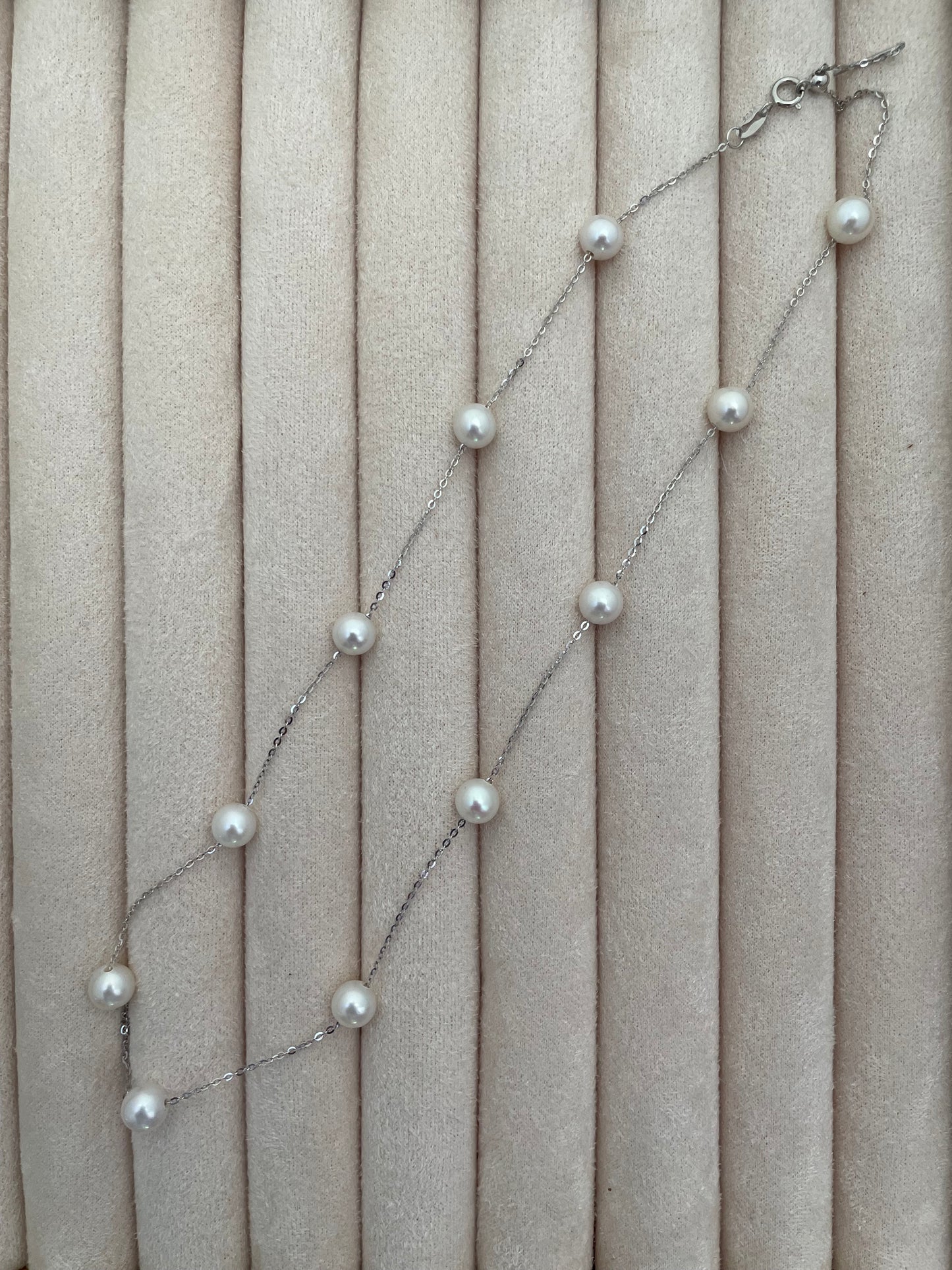 Freshwater Pearl Tincup Necklace in Sterling Silver