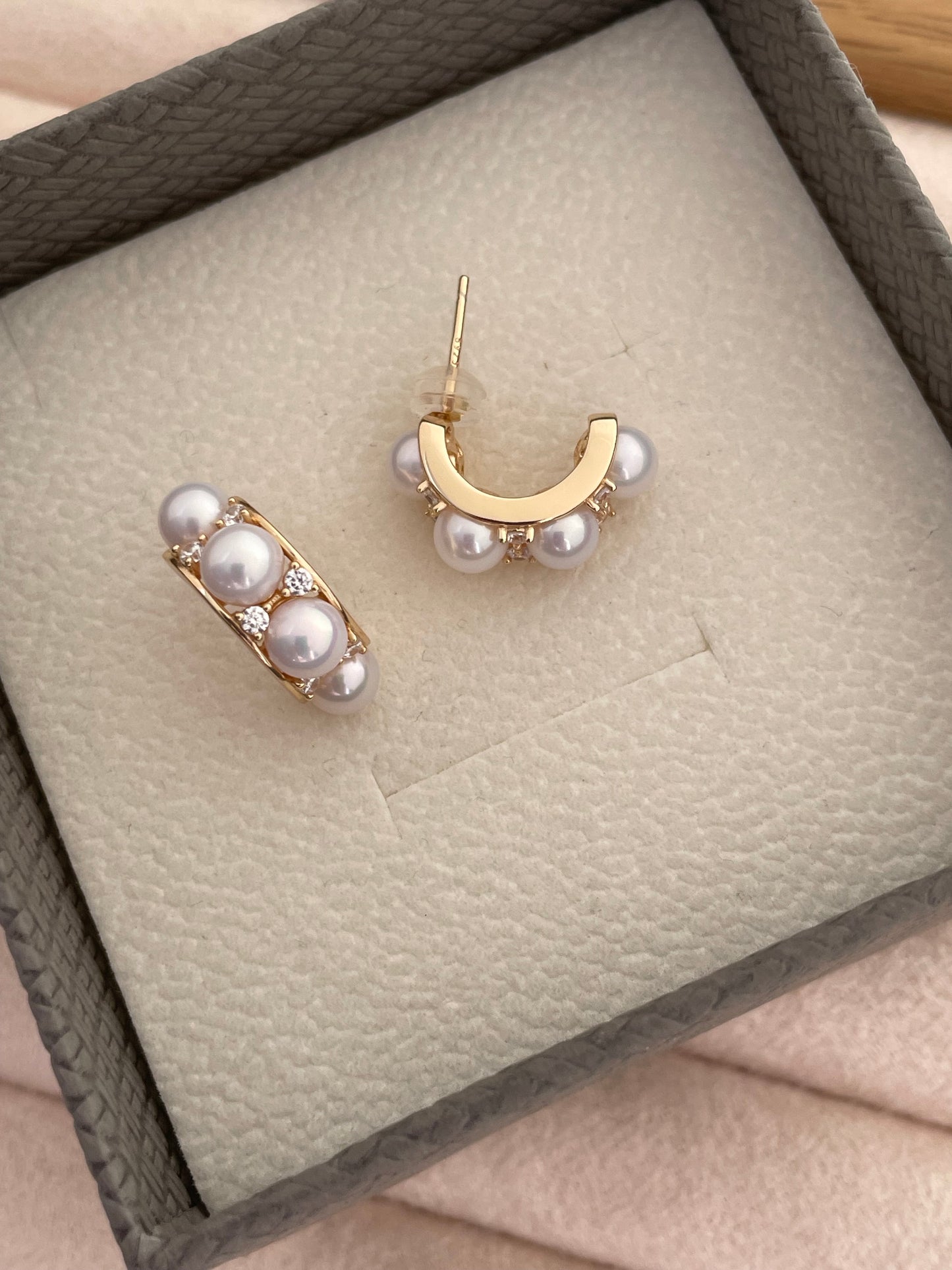 Golden Orbit Pearl Studs