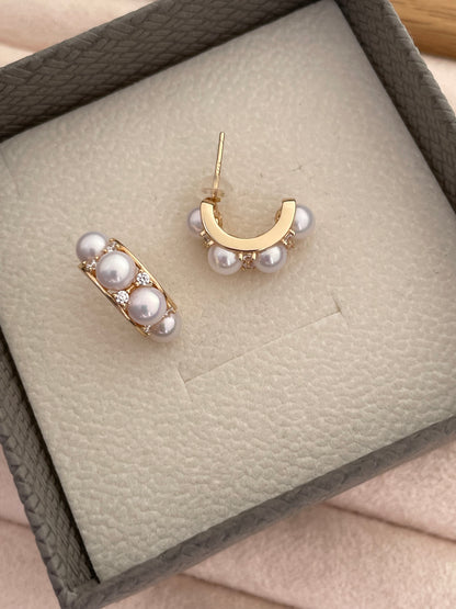 Golden Orbit Pearl Studs