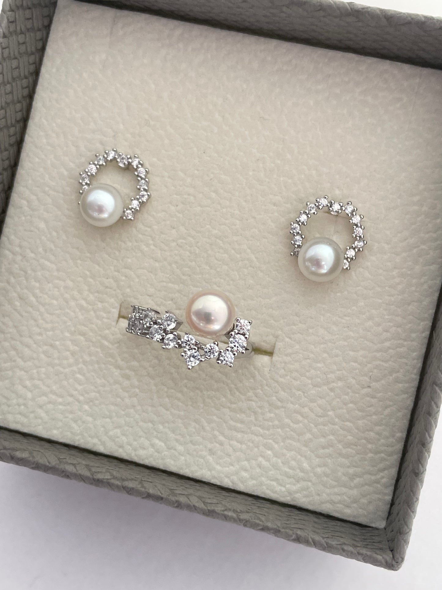 Quiet Glow Freshwater Pearl Studs and Ring Set