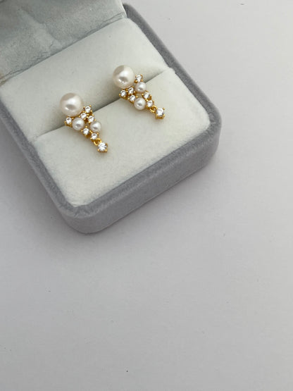 Golden Grape Pearl Drop Earrings