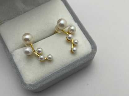 Pearl Bloom Ear Climber Earrings