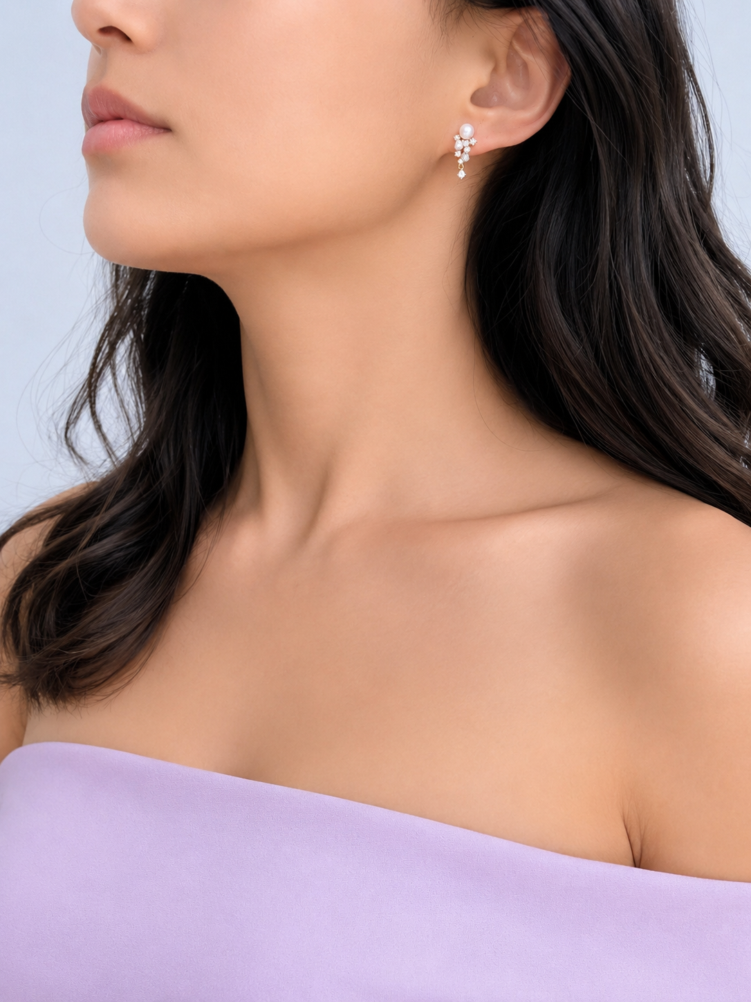 Golden Grape Pearl Drop Earrings