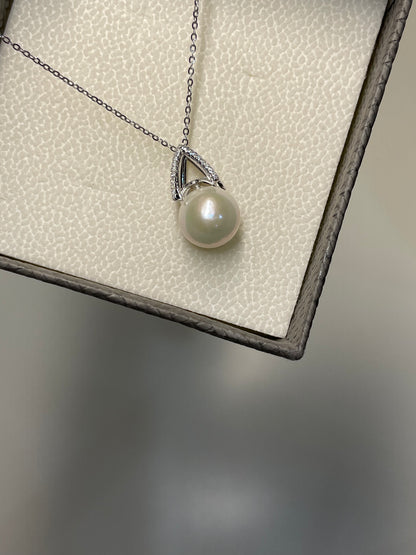 Freshwater Pearl Stud Earrings and Necklace |Teardrop Frame Design | Classic Gift for Her