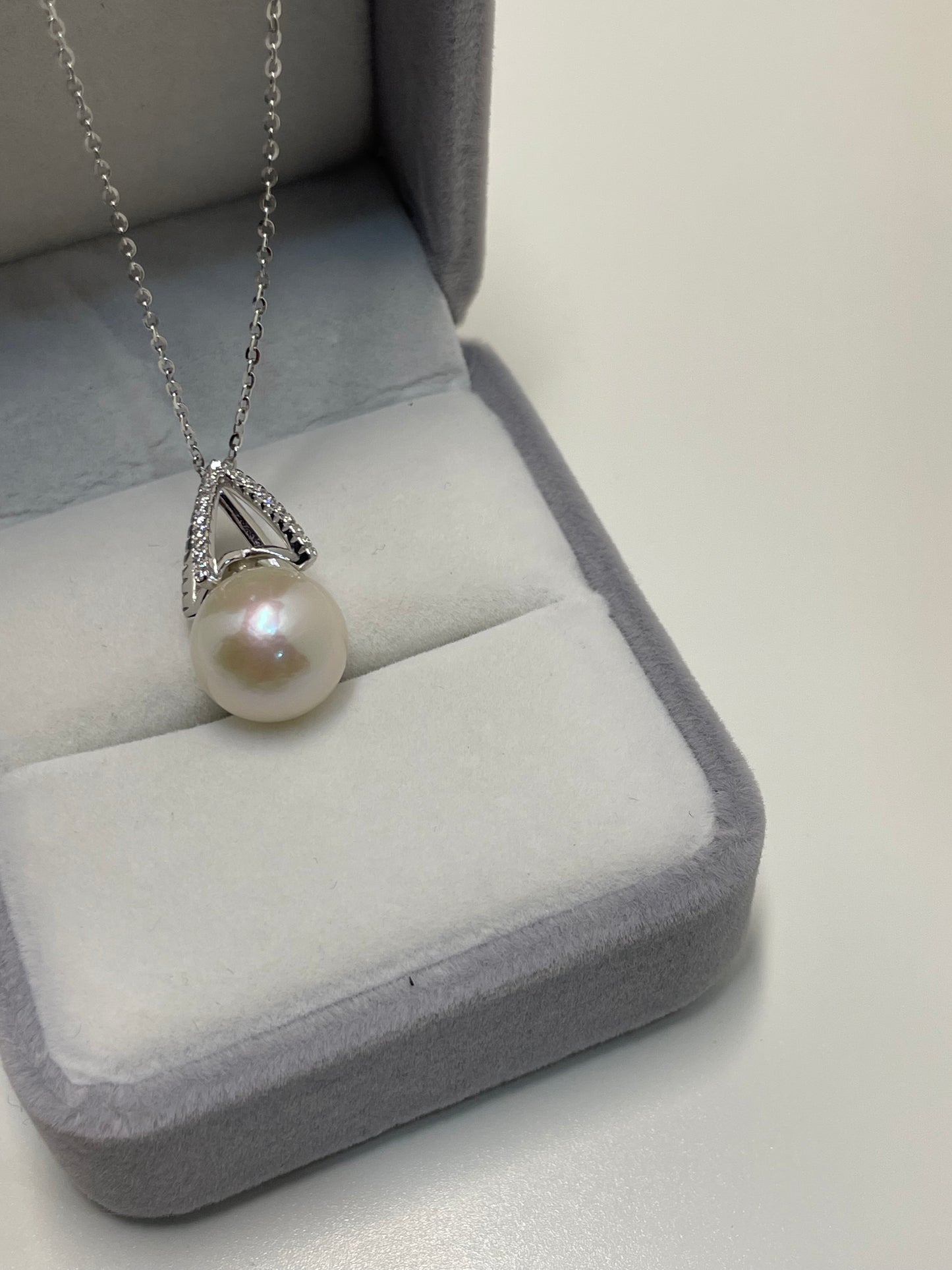 Freshwater Pearl Stud Earrings and Necklace |Teardrop Frame Design | Classic Gift for Her