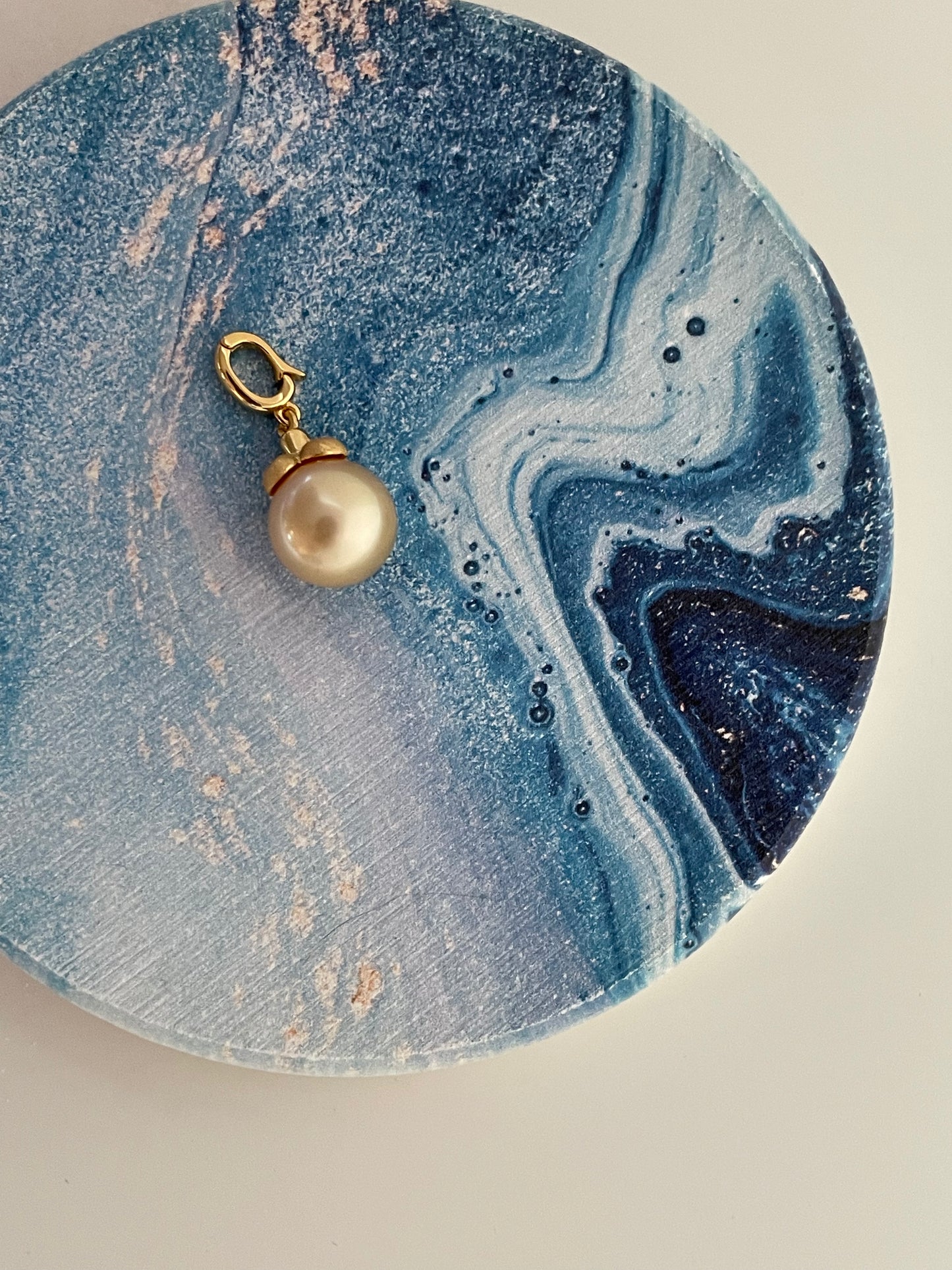 11-12mm Persimmon Design Cream Golden South Sea Pearl Necklace in Sterling Silver