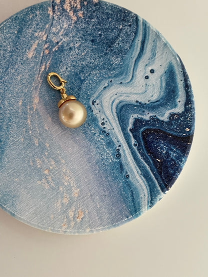 11-12mm Persimmon Design Cream Golden South Sea Pearl Necklace in Sterling Silver