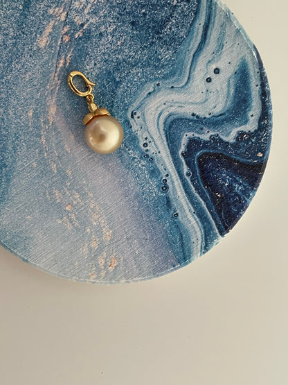 11-12mm Persimmon Design Cream Golden South Sea Pearl Necklace in Sterling Silver