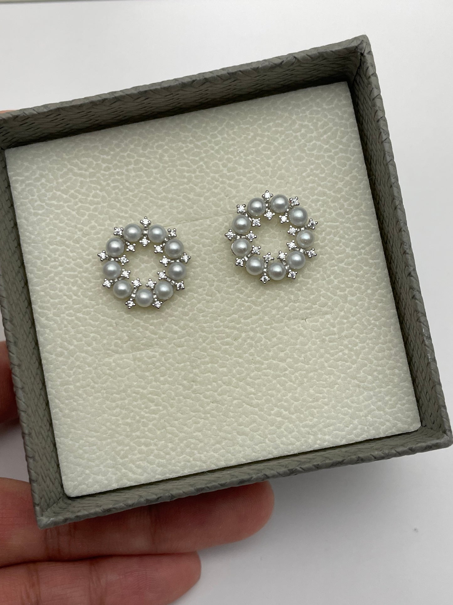 Celeste Halo Cluster Pearl Halo Stud Earrings