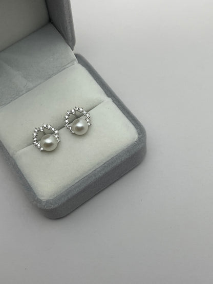 Quiet Glow Freshwater Pearl Studs in Sterling Silver
