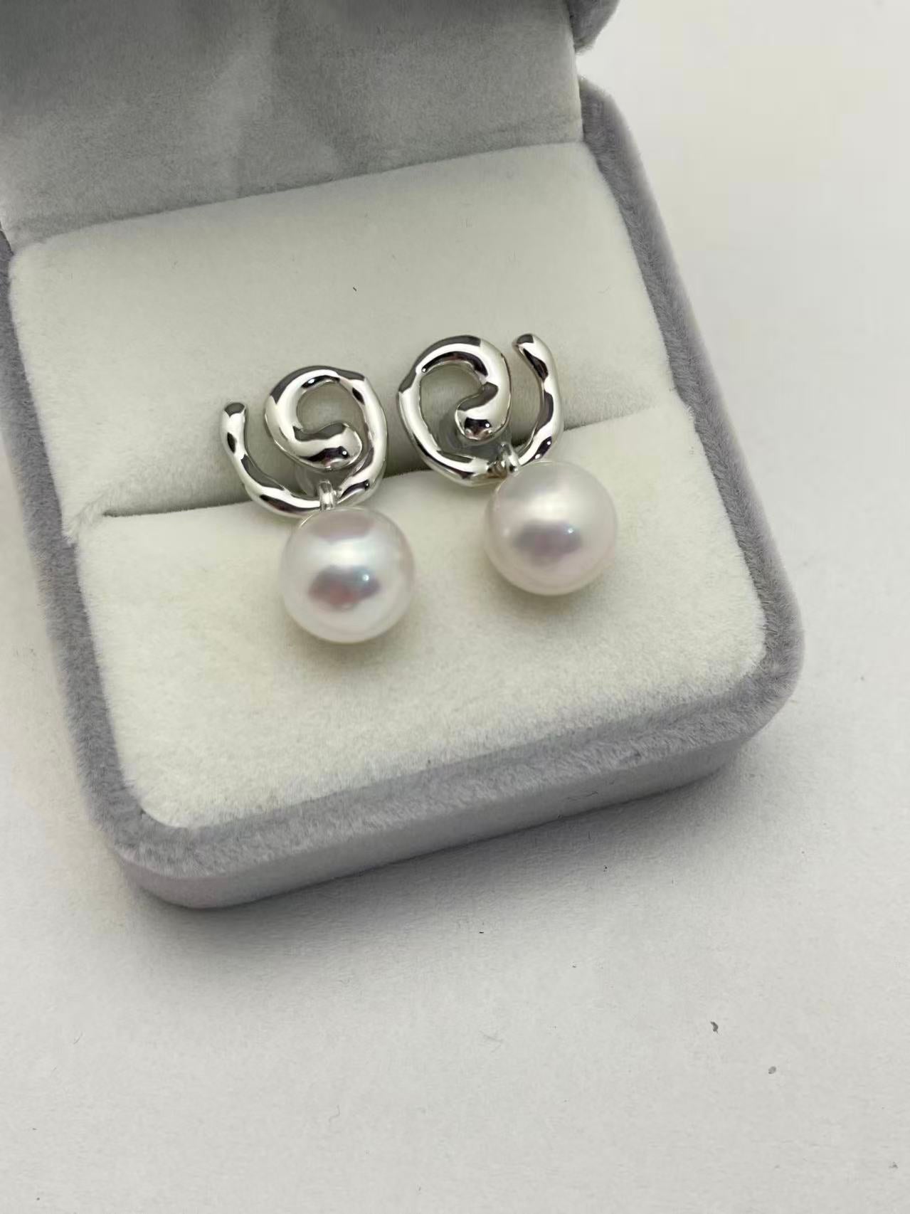 Swirl Elegance Pearl Earrings