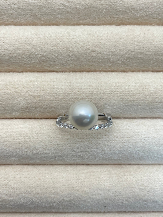 Radiant Crown Pearl Ring 10mm with Adjustable Ring