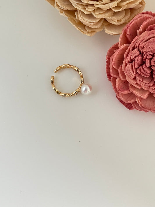 Infinity Shine Akoya Pearl Ring in Adjustable 925 Silver Ring