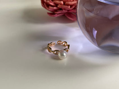 Infinity Shine Akoya Pearl Ring in Adjustable 925 Silver Ring