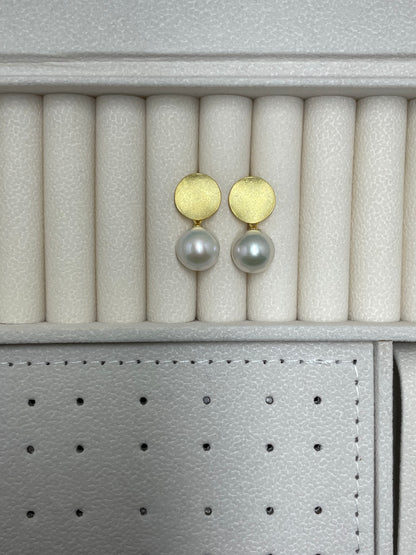 I Want to Be Golden Minimalist Matte Silver Pearl Earrings in 925 Silver