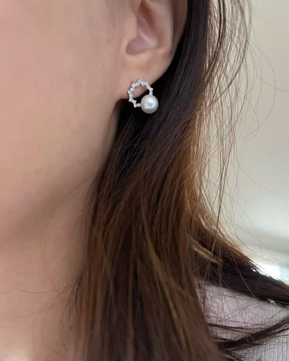 Quiet Glow Freshwater Pearl Studs in Sterling Silver