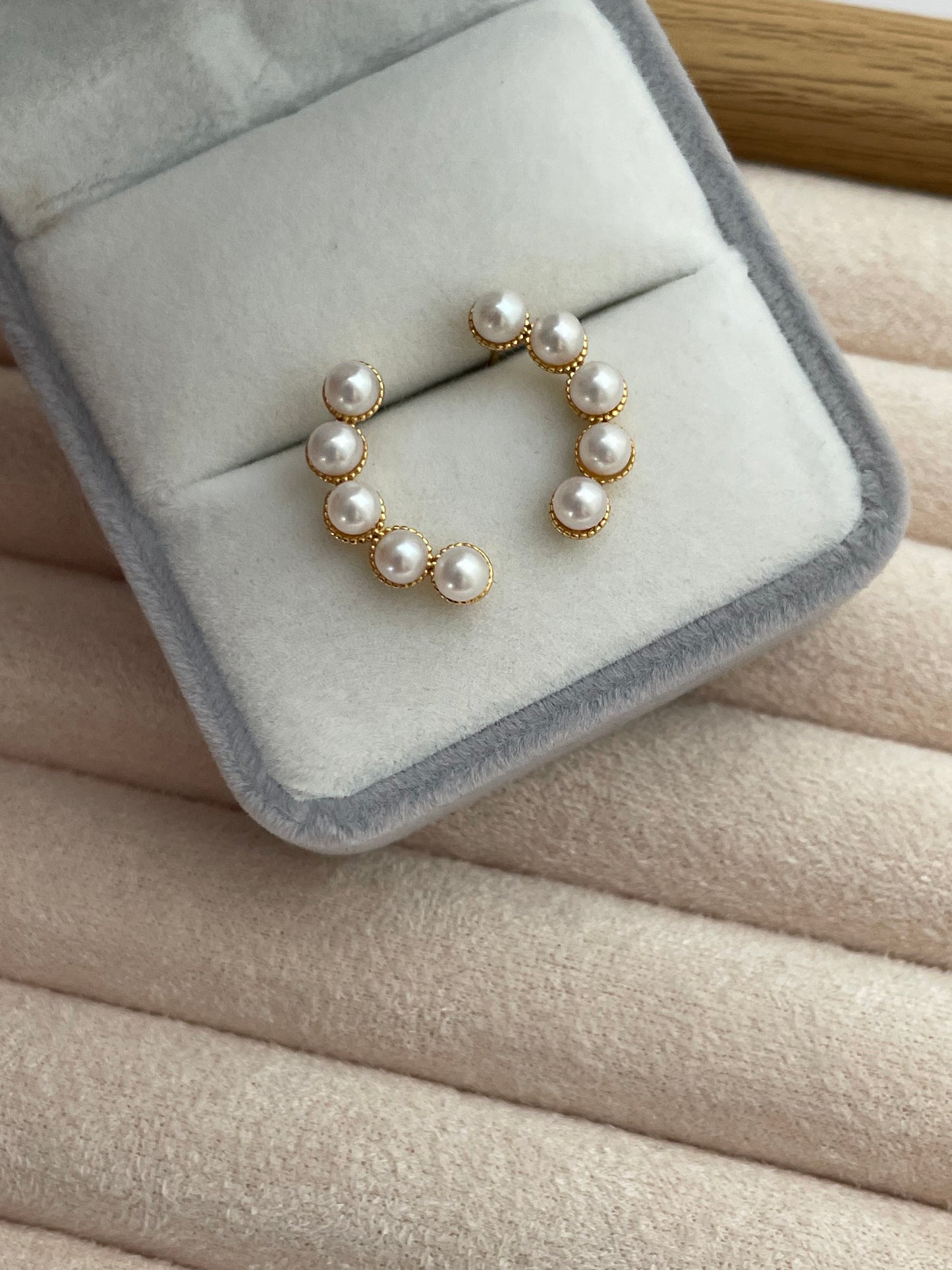 Luna Arc Five-Pearl Earrings
