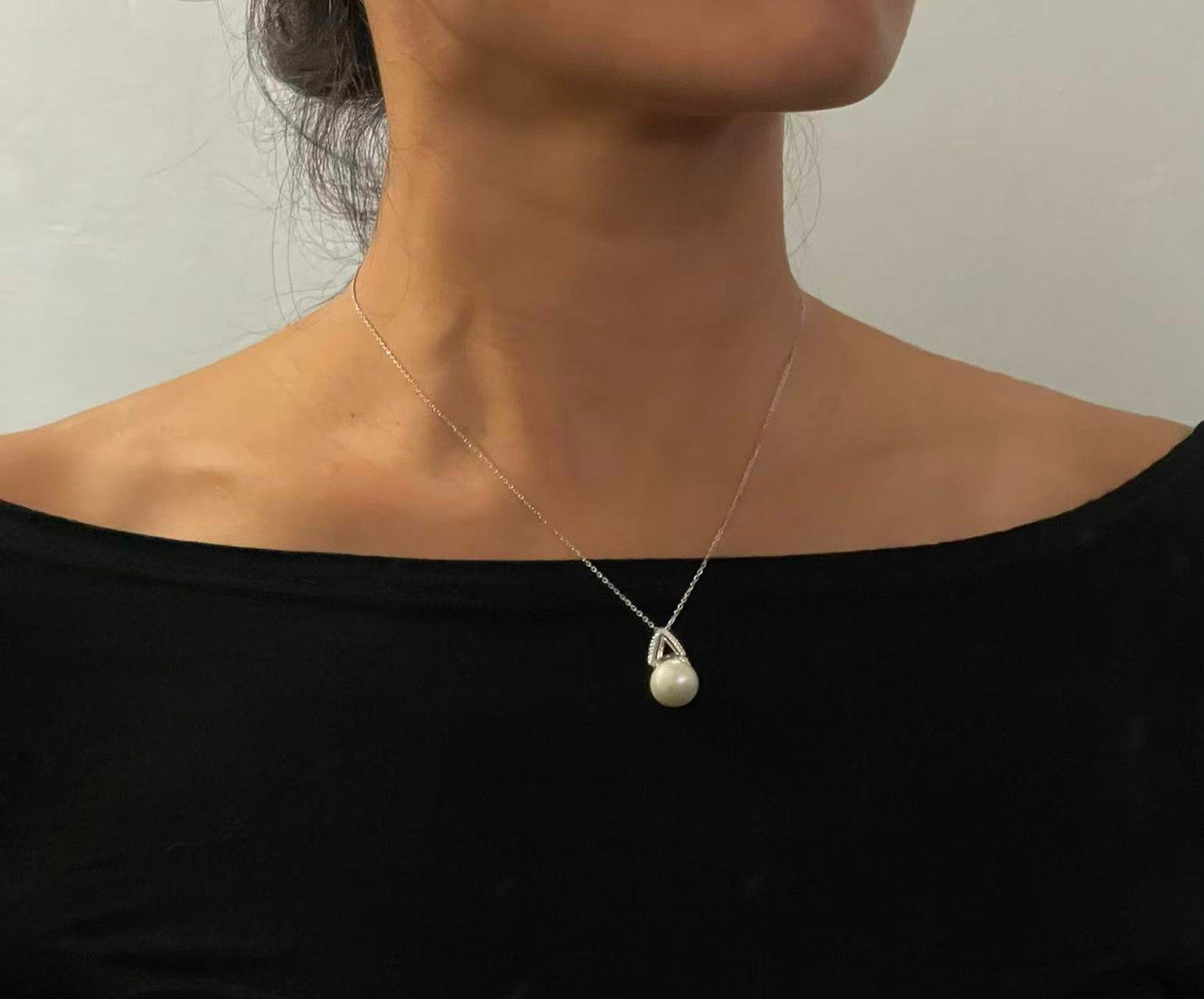 Freshwater Pearl Stud Earrings and Necklace |Teardrop Frame Design | Classic Gift for Her