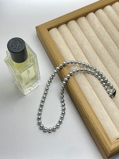 Elegant Japanese Akoya Gray Ocean Pearl Necklace