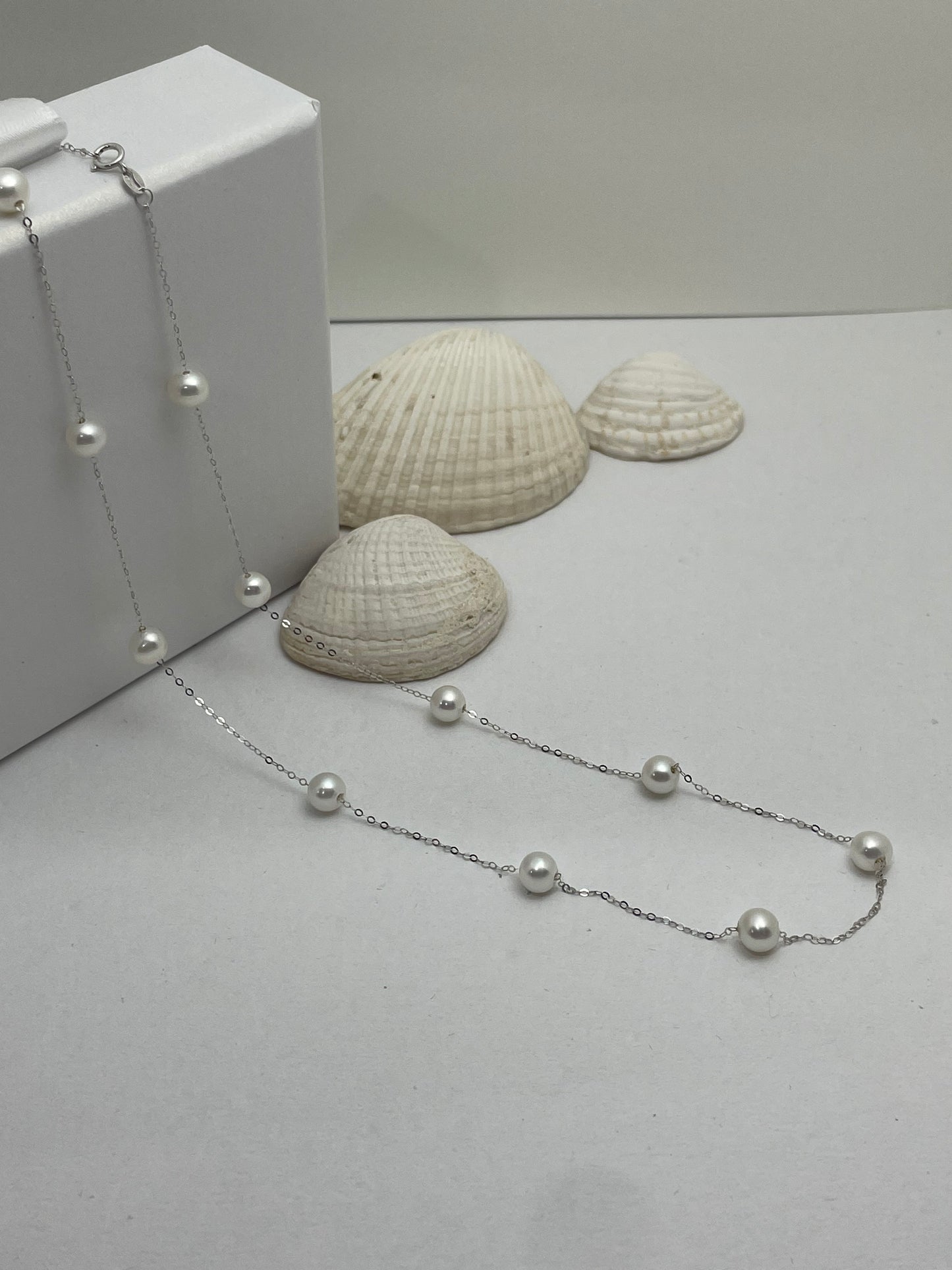 Gold Freshwater Pearl Double Strand Tincup Necklace