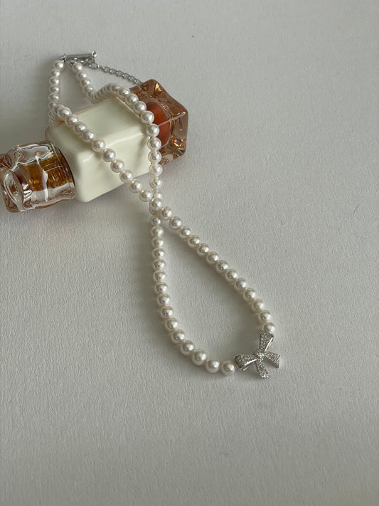 Natural Beauty Bowtie Elegance Freshwater Pearl Necklace