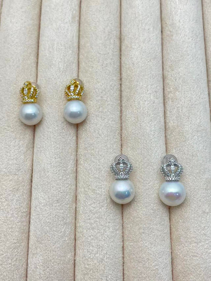 Keep Your Crown Up Lustrous Pearl Earrings in 925 Silver