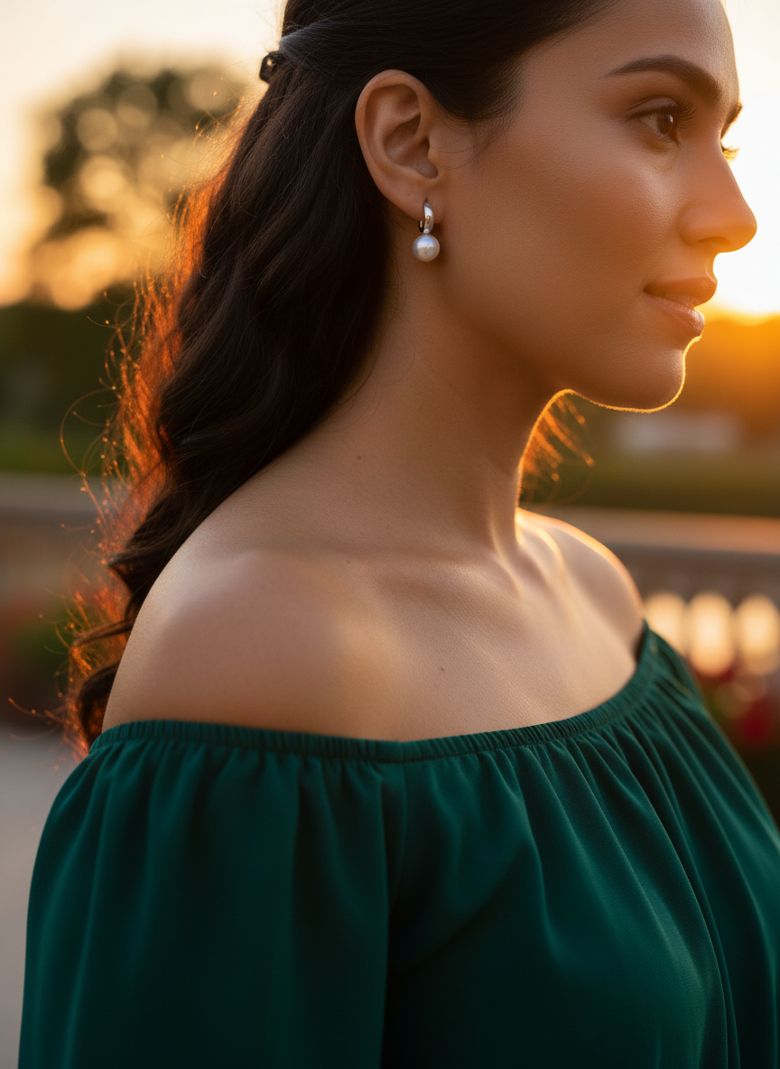 Classic Hooks Pearl Earrings in 925 Silver