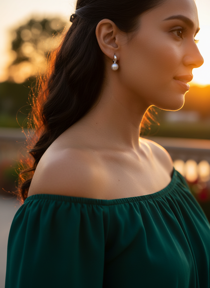 Classic Hooks Pearl Earrings in 925 Silver
