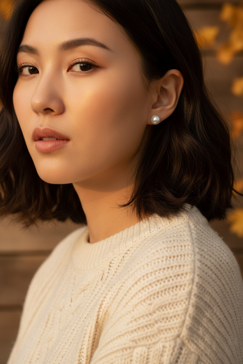 Great Luster Classic Cultured Freshwater Stud Earrings in 925 Silver