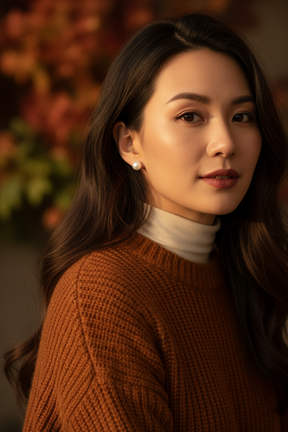 Great Luster Classic Cultured Freshwater Stud Earrings in 925 Silver