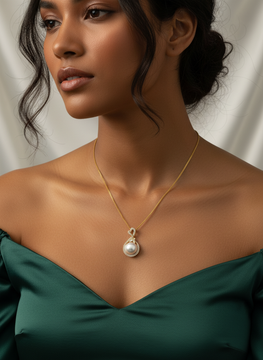 Twilight Blossom Freshwater Pearl Pendant in 925 Silver