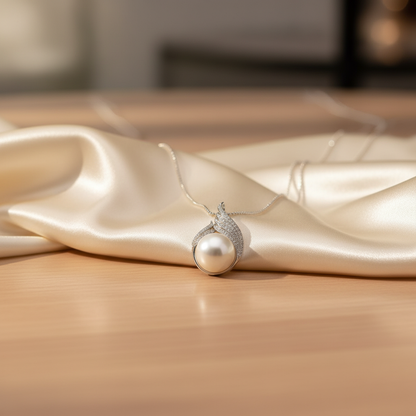 Dew on a Leaf Glowing Pearl Pendant