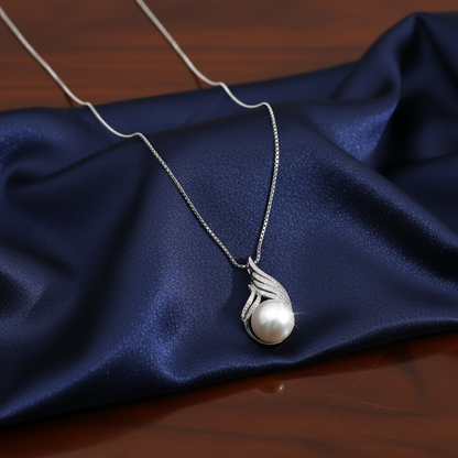 Dew on a Leaf Glowing Pearl Pendant