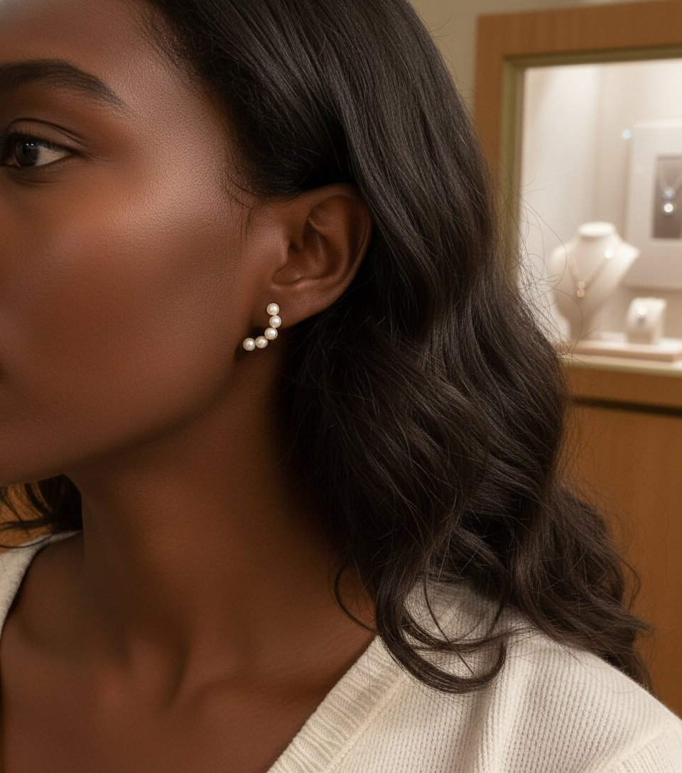 Luna Arc Five-Pearl Earrings