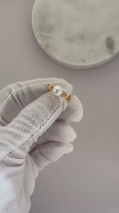 Infinity Shine Akoya Pearl Ring in Adjustable 925 Silver Ring