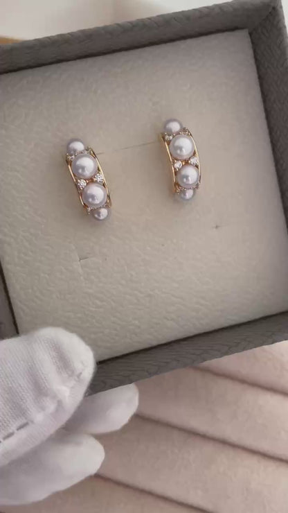 Golden Orbit Pearl Studs