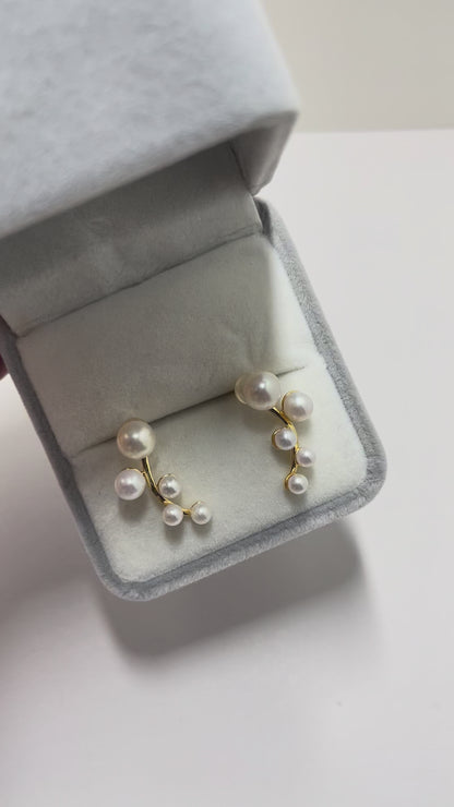 Pearl Bloom Ear Climber Earrings