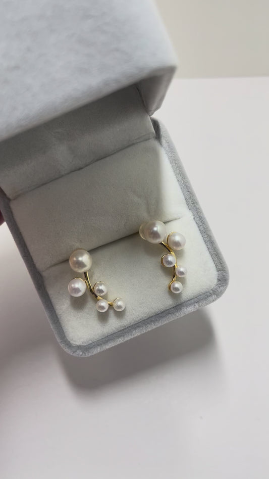 Pearl Bloom Ear Climber Earrings