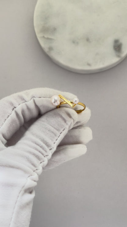 Balance Beam Modern Minimalist Pearl Ring 3-4mm and 6-7mm Pearls