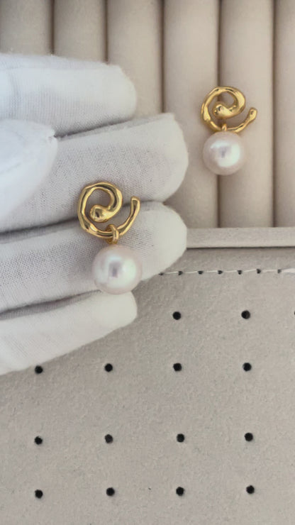 Swirl Elegance Pearl Earrings