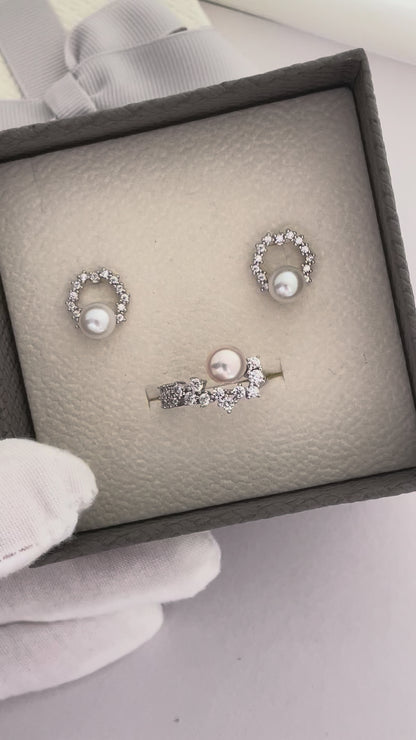 Quiet Glow Freshwater Pearl Studs and Ring Set
